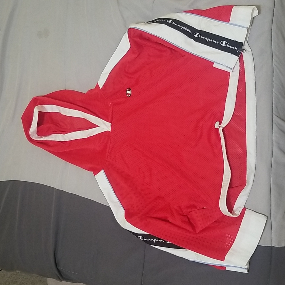Red Mesh Champion Crop Top